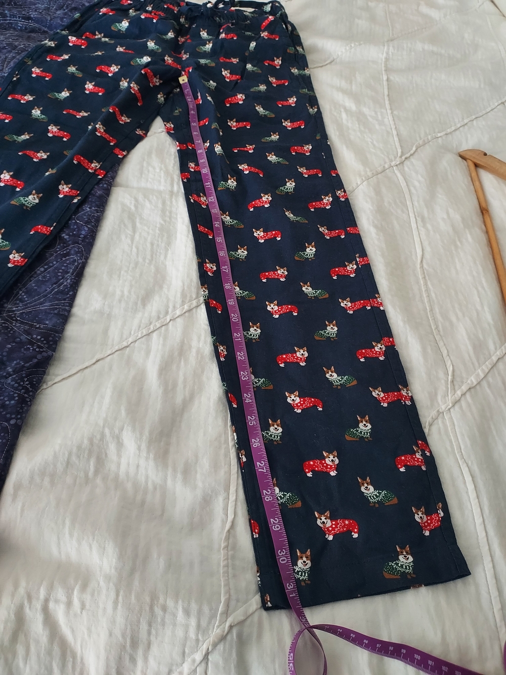 NWT XS J Crew Navy Blue Corgi Print Pajama Pants, Red and Green Xmas Theme - Picture 8 of 11